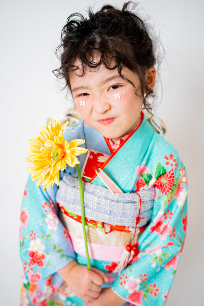 高槻で安いフォトスタジオ七五三撮影の様子